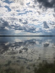 clouds reflected in water