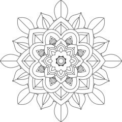 Easy Mandala coloring book simple and basic for beginners, seniors and children. Set of Mehndi flower pattern for Henna drawing and tattoo. Decoration in ethnic oriental, Indian style.