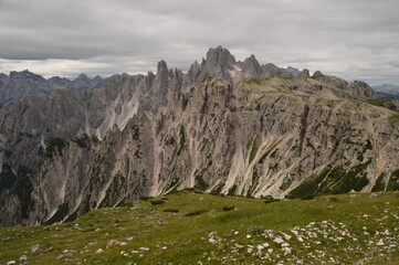 Hiking on the dramatic mountain ridges of Misurina and Drei Zinnen / Tre Cime di Lavaredo in the Dolomites, Northern Italy