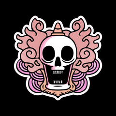 Cool skull and flame illustration for poster, sticker, or apparel merchandise.With tribal and hipster style.