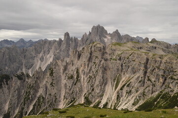 Hiking on the dramatic mountain ridges of Misurina and Drei Zinnen / Tre Cime di Lavaredo in the Dolomites, Northern Italy