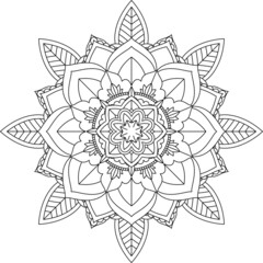 Easy Mandala coloring book simple and basic for beginners, seniors and children. Set of Mehndi flower pattern for Henna drawing and tattoo. Decoration in ethnic oriental, Indian style.
