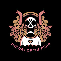 Cool skull in hype style and floral, illustration for logo, poster, sticker, or apparel merchandise.With tribal and hipster style.