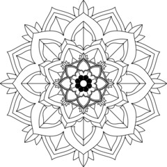 Easy Mandala coloring book simple and basic for beginners, seniors and children. Set of Mehndi flower pattern for Henna drawing and tattoo. Decoration in ethnic oriental, Indian style.