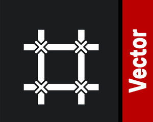 Obraz premium White Prison window icon isolated on black background. Vector.