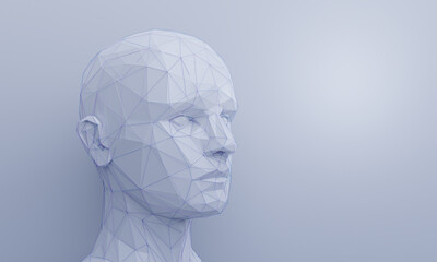 Abstract human face, 3d render, artificial intelligence concept