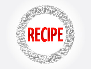 Recipe word cloud collage, concept background