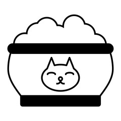Animal Food Bowl Concept, Pet Feed Filled Container Vector Icon Design, Cat and Dogs Products supplies Symbol on White Background 