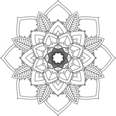 Easy Mandala coloring book simple and basic for beginners, seniors and children. Set of Mehndi flower pattern for Henna drawing and tattoo. Decoration in ethnic oriental, Indian style.