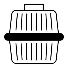 Pet Carrier Box Concept, Portable Puppy Cage Vector Glyph Icon Design, Cat and Dogs accessories Symbol on White Background, Animal Travel Bag Sign 