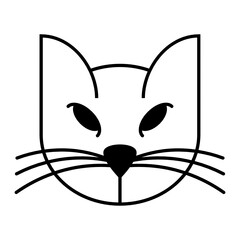 Angry Kitten Face Concept Vector Icon Design, â€ŽCat and Dogs accessories Symbol on White Background,  kitty Face Close View with Hair 