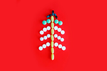 Christmas tree made of medical a pills