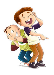 Children laughing and mocking