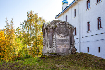 Stone chapel-crypt over the grave of A.F. Polovtseva (nee Tatishcheva). John the Theological Cheremenets Monastery. Cheremenets. Luga region. Russia