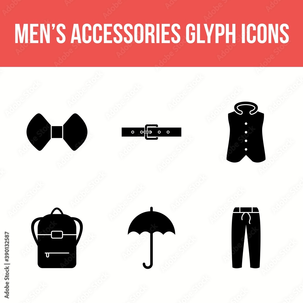 Wall mural men's accessories vector icon set