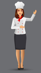 Chef Woman illustration on standing position. design template elements for your brochure, banner and web.