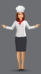 Chef Woman illustration on standing position. design template elements for your brochure, banner and web.