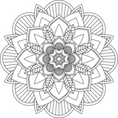 Easy Mandala coloring book simple and basic for beginners, seniors and children. Set of Mehndi flower pattern for Henna drawing and tattoo. Decoration in ethnic oriental, Indian style.