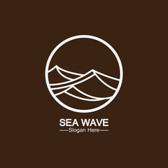 sea ocean wave line logo simple monoline style vector icon symbol illustration