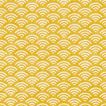 和柄・青海波（せいがいは）のシームレスなパターンF　パステル画