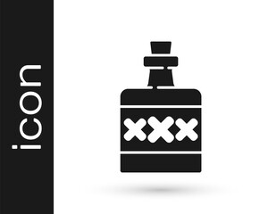 Black Alcohol drink Rum bottle icon isolated on white background. Vector.