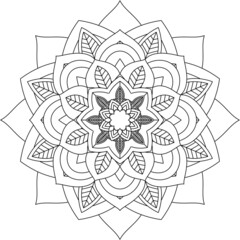 Easy Mandala coloring book simple and basic for beginners, seniors and children. Set of Mehndi flower pattern for Henna drawing and tattoo. Decoration in ethnic oriental, Indian style.