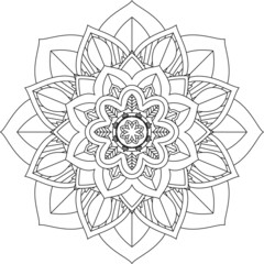 Easy Mandala coloring book simple and basic for beginners, seniors and children. Set of Mehndi flower pattern for Henna drawing and tattoo. Decoration in ethnic oriental, Indian style.