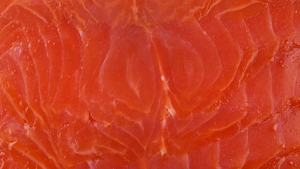 fresh salmon fillet macro, top view