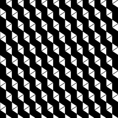 White diagonal rhombic lines on black background. Seamless surface pattern design with diamonds ornament. Rhombuses and triangles wallpaper. Lozenge motif. Digital paper for textile print, page fill.