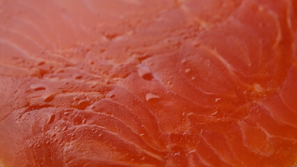 fresh salmon fillet macro, top view
