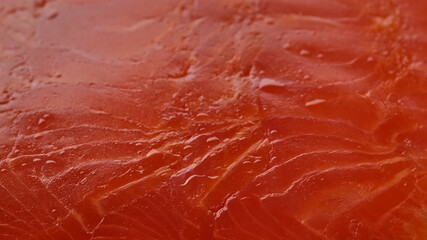 fresh salmon fillet macro, top view