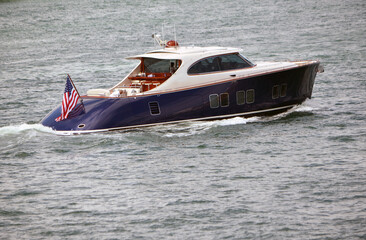 High-end cabin cruiser on the Florida Intra-Coastal Waterway.