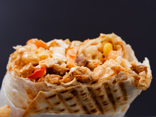 fast food shawarma big on black background