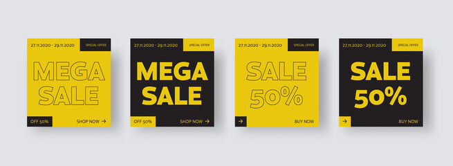 Set of square vector web banners.