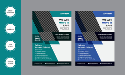 Moving house service flyer template, Concept Template Stylish Colorful Illustration Design.