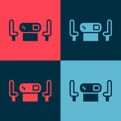 Pop art Poker table icon isolated on color background. Vector.