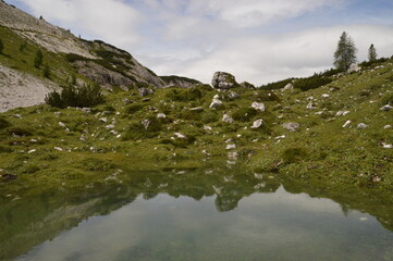 Hiking around the dramatic and beautiful Tre Cime / Drei Zinnen mountains in Lavaredo Dolomites in Northern Italy