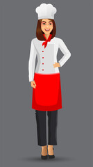 Chef Woman illustration on standing position. design template elements for your brochure, banner and web.