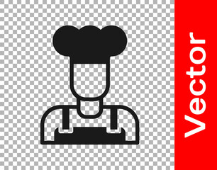 Black Cook icon isolated on transparent background. Chef symbol. Vector.