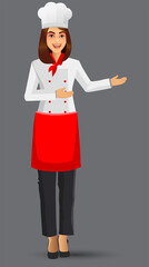 Chef Woman illustration on standing position. design template elements for your brochure, banner and web.