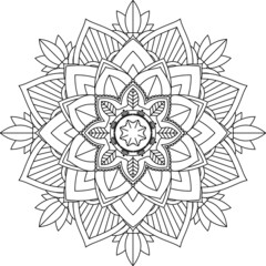 Easy Mandala coloring book simple and basic for beginners, seniors and children. Set of Mehndi flower pattern for Henna drawing and tattoo. Decoration in ethnic oriental, Indian style.