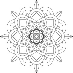 Easy Mandala coloring book simple and basic for beginners, seniors and children. Set of Mehndi flower pattern for Henna drawing and tattoo. Decoration in ethnic oriental, Indian style.