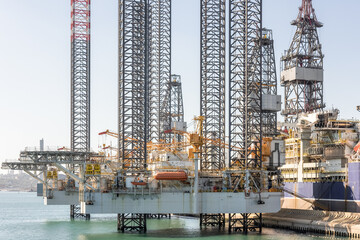 Offshore oil rig in the port, before shipment.