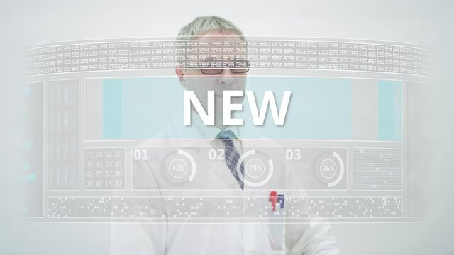 Touchscreen display with NEW text and engineer