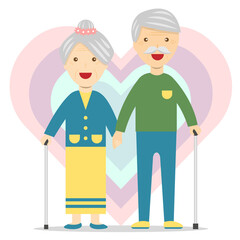 grand mother and grand father holding hand together vector