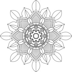 Easy Mandala coloring book simple and basic for beginners, seniors and children. Set of Mehndi flower pattern for Henna drawing and tattoo. Decoration in ethnic oriental, Indian style.