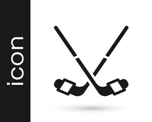 Black Ice hockey sticks icon isolated on white background. Vector.