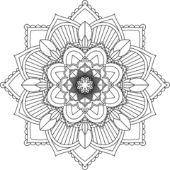 Easy Mandala coloring book simple and basic for beginners, seniors and children. Set of Mehndi flower pattern for Henna drawing and tattoo. Decoration in ethnic oriental, Indian style.