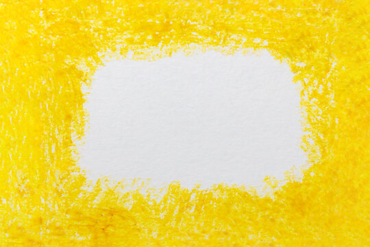 Hand-drawn background in yellow pastel crayon on a white paper