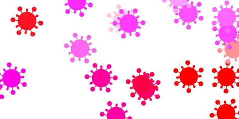 Light pink, yellow vector background with covid-19 symbols.